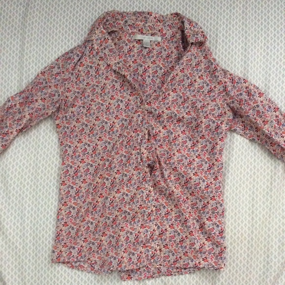 Lauren Conrad Tiny floral print button down shirt - Picture 1 of 2